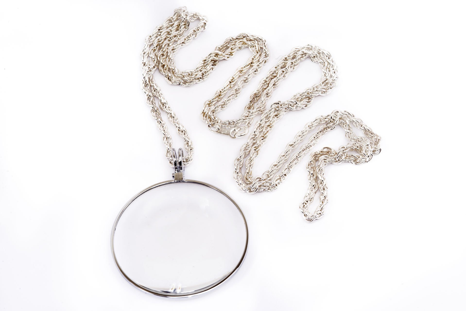 Walters 4X, 42mm Walters Pendant Magnifier Silver, with Silver Chain